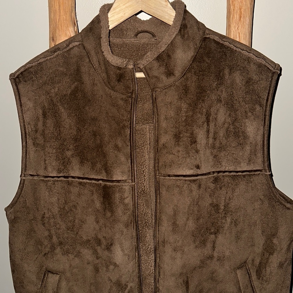 Vintage Faux Suede Shearling Lined Vest